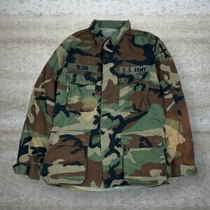 Vintage 90s Military Tactical Button Up Shirt Mens S Woodland Camo